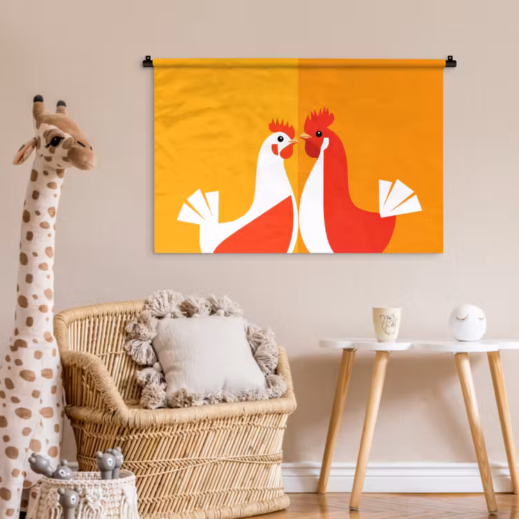 Tenture murale - Poulets - Orange - Plaines — 6