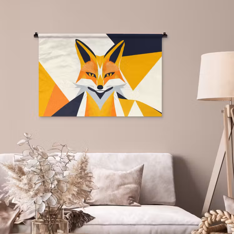 Tenture murale - Renard - Orange - Abstrait - Triangles — 2