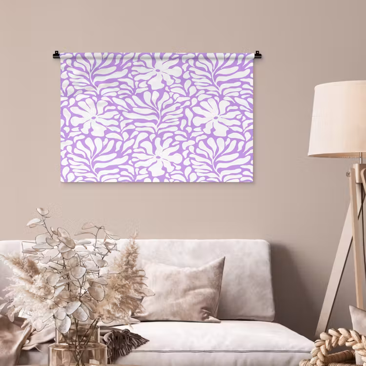 Tenture murale - Violet - Blanc - Fleurs — 2