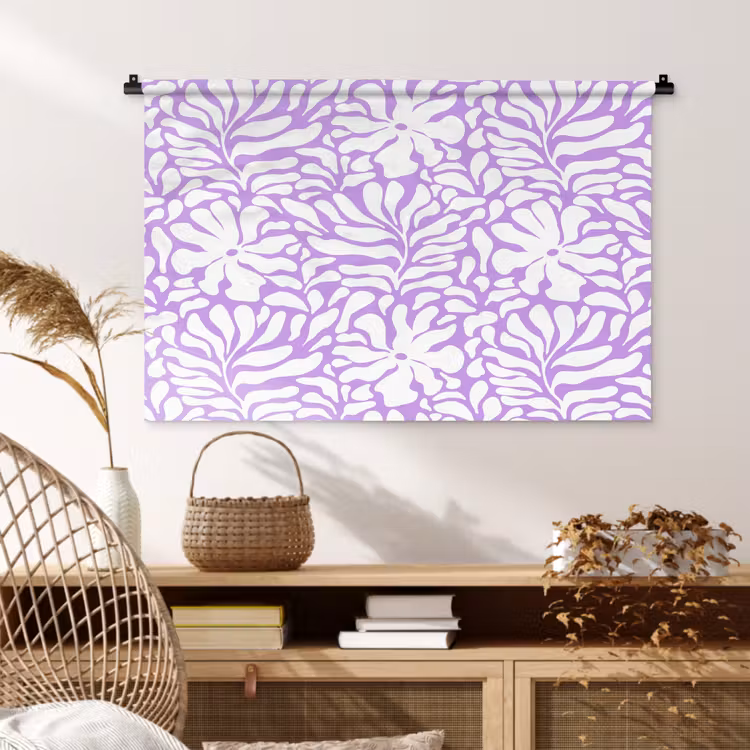 Tenture murale - Violet - Blanc - Fleurs — 4