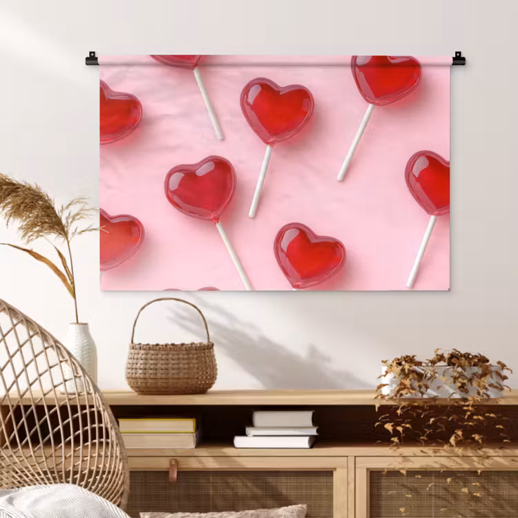 Tenture murale - Sucettes - Coeurs - Rose — 4