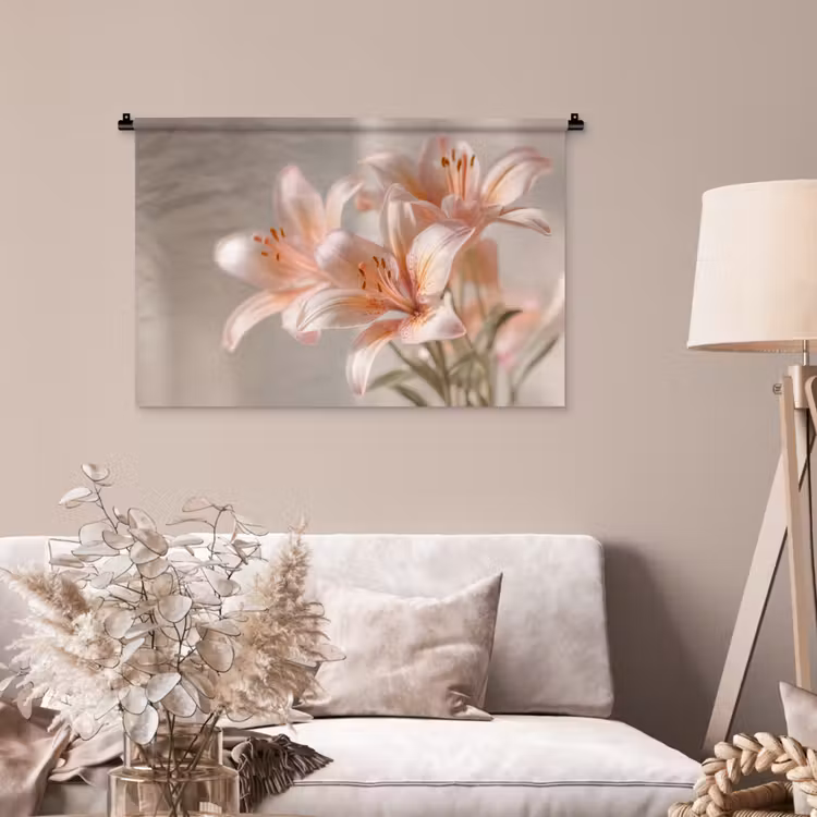Tenture murale - Lys - Étamines - Rose - Flou — 2