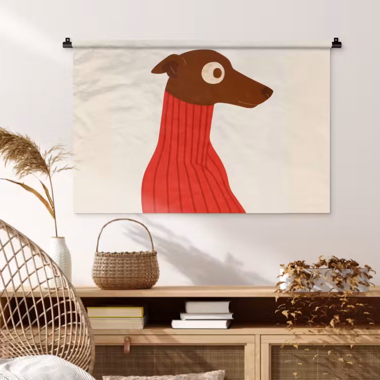 Tenture murale - Silhouette - Chien - Pull - Rouge — 4