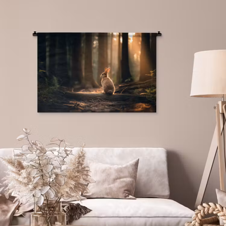 Tenture murale - Lapin - Forêt - Rayons de soleil — 2
