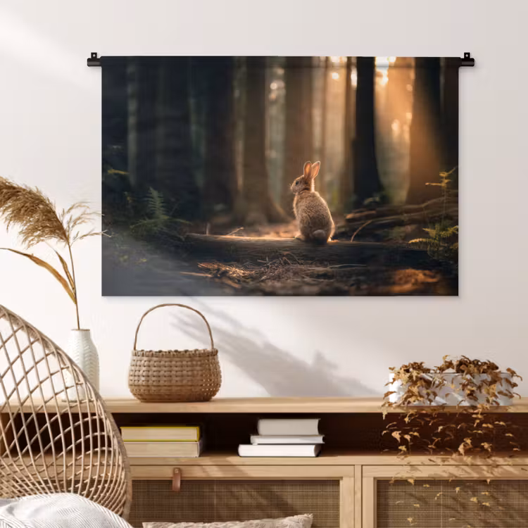 Tenture murale - Lapin - Forêt - Rayons de soleil — 4