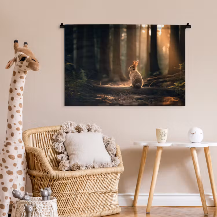 Tenture murale - Lapin - Forêt - Rayons de soleil — 6