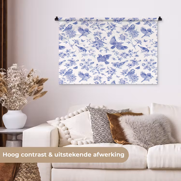 Tenture murale - Oiseaux - Fleurs - Bleu — 5
