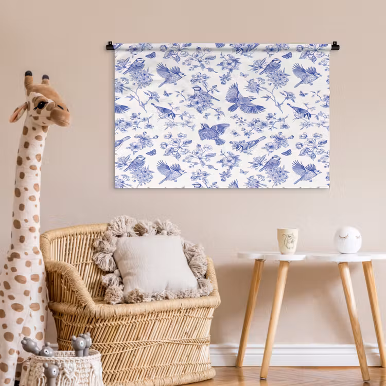 Tenture murale - Oiseaux - Fleurs - Bleu — 6