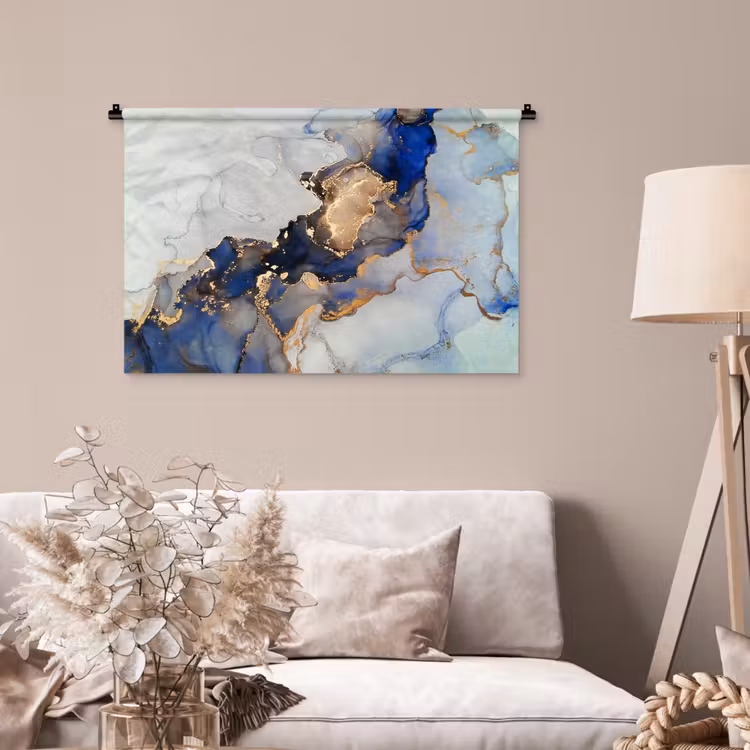 Tenture murale - Marbre - Bleu - Or — 2