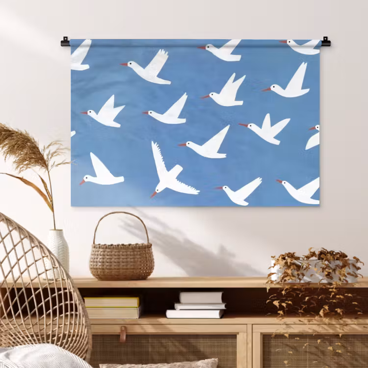 Tenture murale - Oiseaux - Blanc - Motif — 4