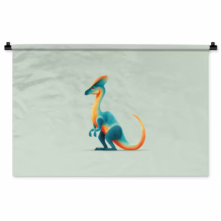 Tenture murale - Queue - Dino - Minimaliste - Bleu — 1