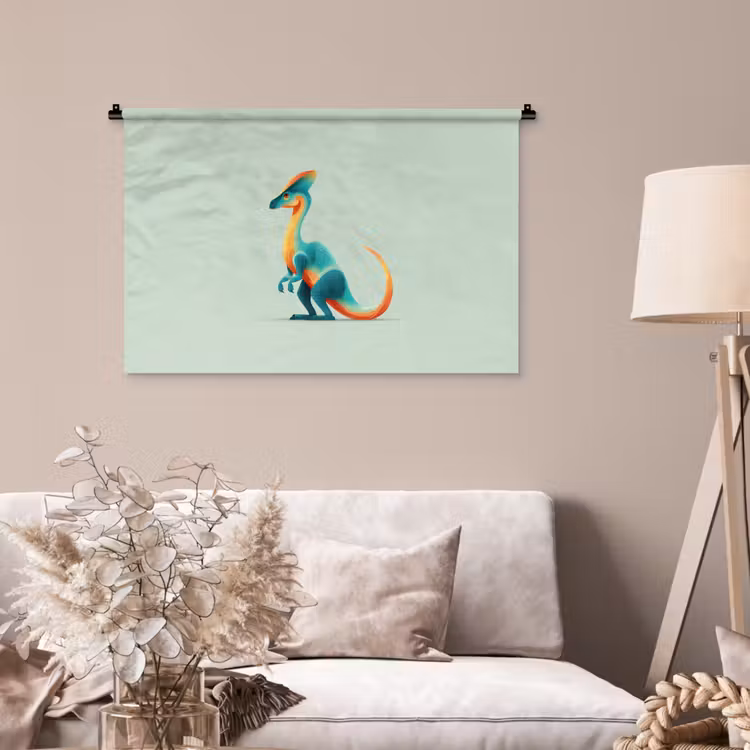 Tenture murale - Queue - Dino - Minimaliste - Bleu — 2