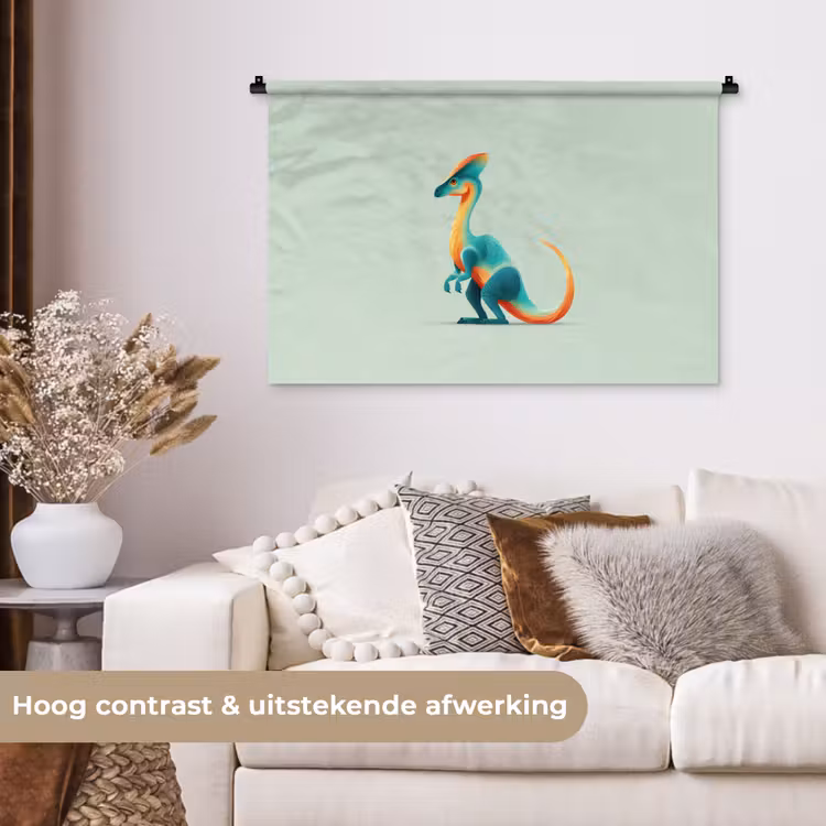 Tenture murale - Queue - Dino - Minimaliste - Bleu — 5