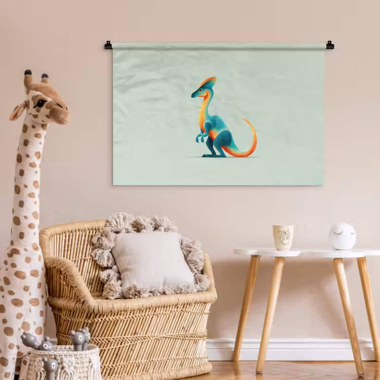 Tenture murale - Queue - Dino - Minimaliste - Bleu — 6