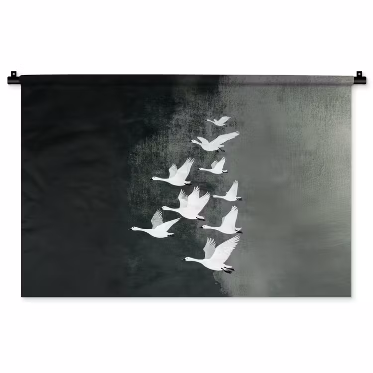 Tenture murale - Oiseau - Japandi - Vert — 1