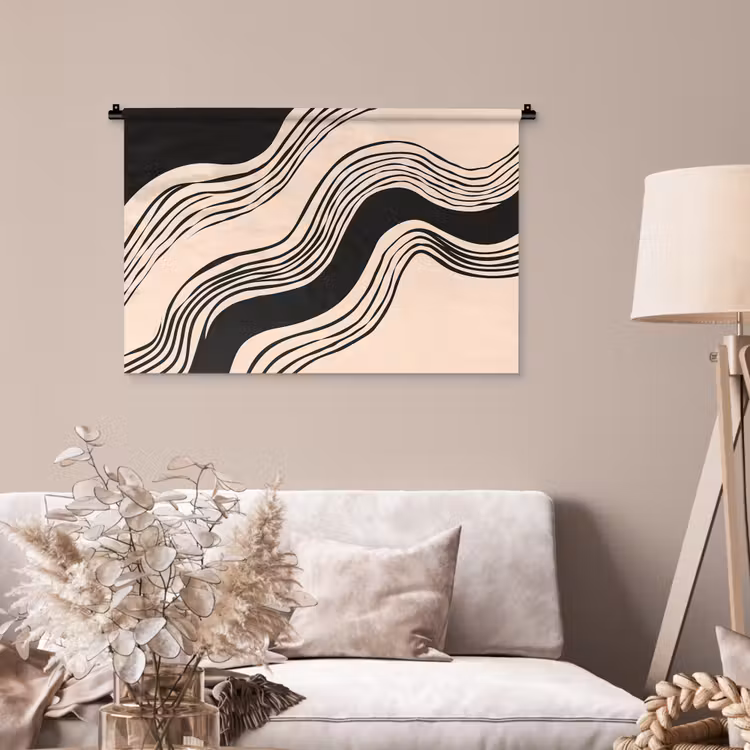 Tenture murale - Vagues - Noir - Sable — 2