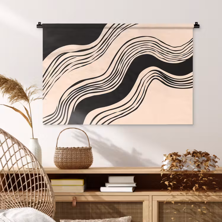 Tenture murale - Vagues - Noir - Sable — 4