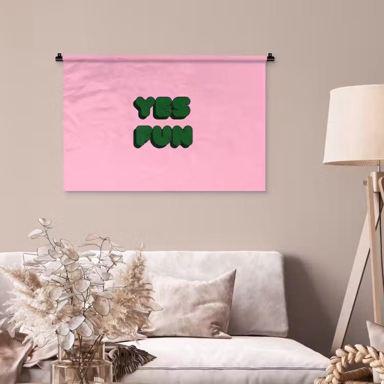 Tenture murale - Oui fun - Vert - Rose — 2