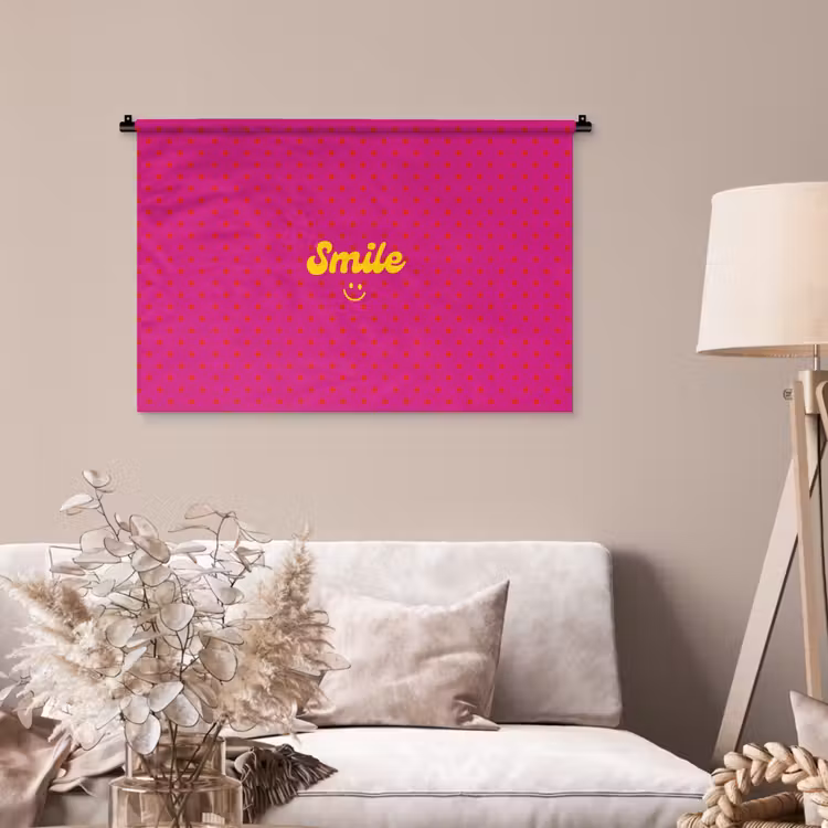 Tenture murale - Sourire - Points - Rose — 2