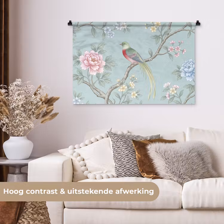 Tenture murale - Oiseau - Fleurs - Coloré — 5