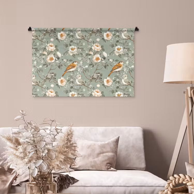 Tenture murale - Rose - Oiseaux - Coloré — 2