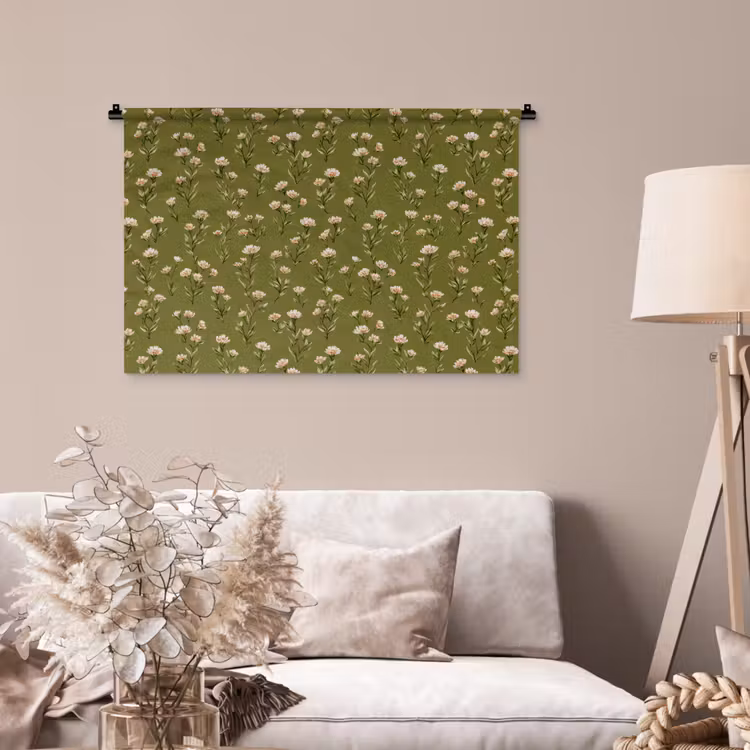 Tenture murale - Rustique - Fleurs - Vert — 2