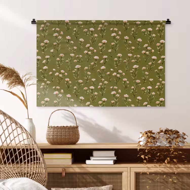 Tenture murale - Rustique - Fleurs - Vert — 4