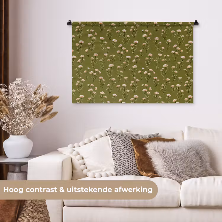 Tenture murale - Rustique - Fleurs - Vert — 5