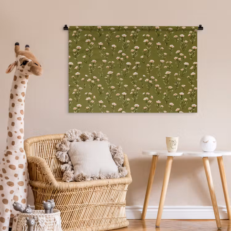 Tenture murale - Rustique - Fleurs - Vert — 6