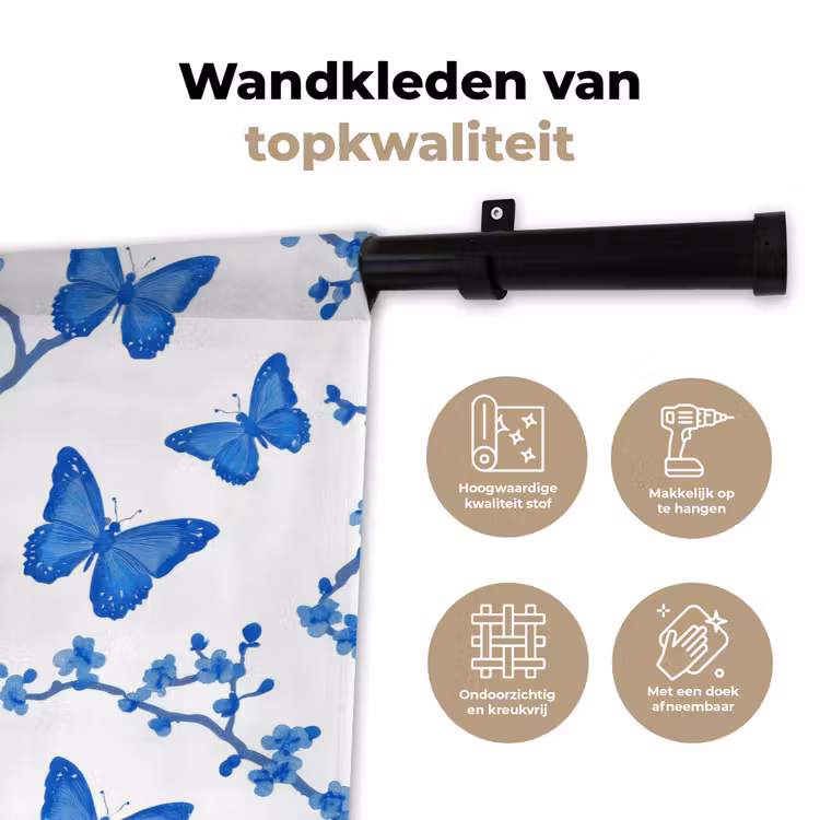 Tenture murale - Papillon - Fleurs - Bleu — 3
