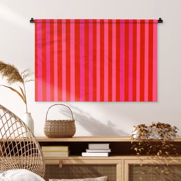 Tenture murale - Vertical - Rayures - Rose — 4
