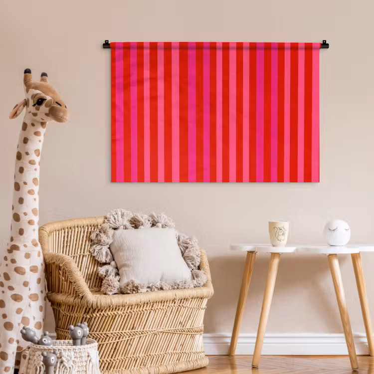 Tenture murale - Vertical - Rayures - Rose — 6