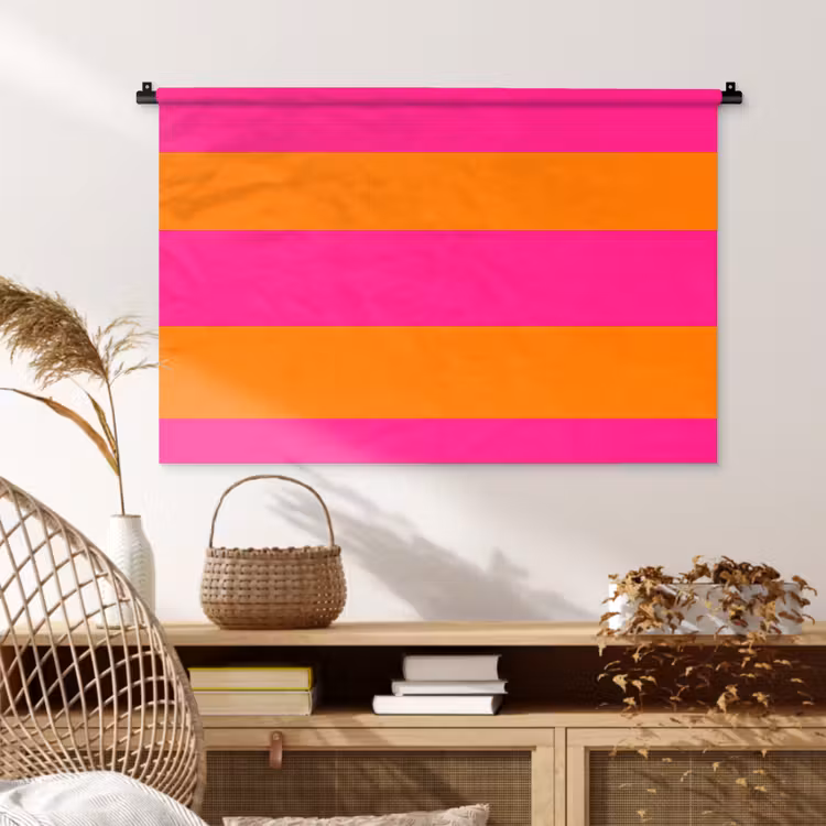 Tenture murale - Rayures - Horizontal - Rose — 4