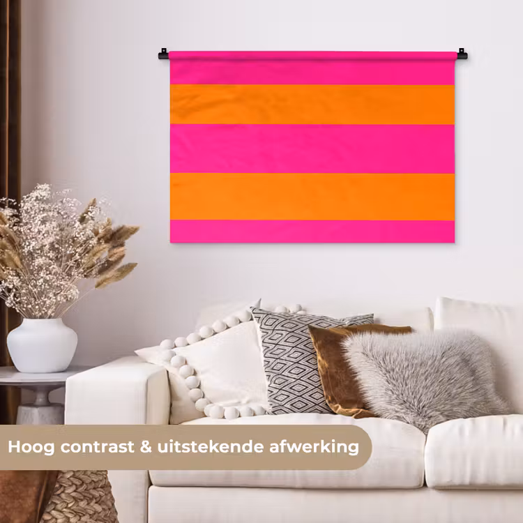 Tenture murale - Rayures - Horizontal - Rose — 5