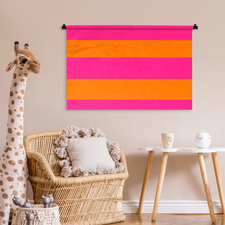 Tenture murale - Rayures - Horizontal - Rose — 6