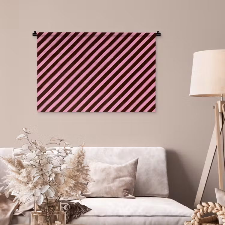 Tenture murale - Rayures - Rose - Marron — 2