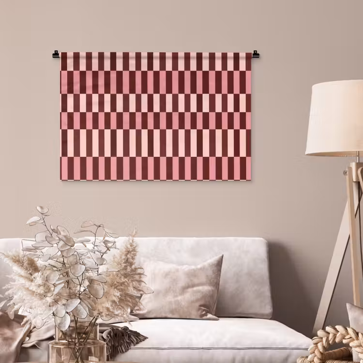Tenture murale - Rose - Rouge - Cubes — 2