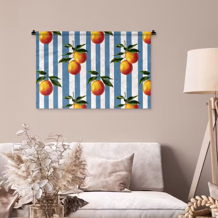 Tenture murale - Rayures - Citron - Bleu — 2