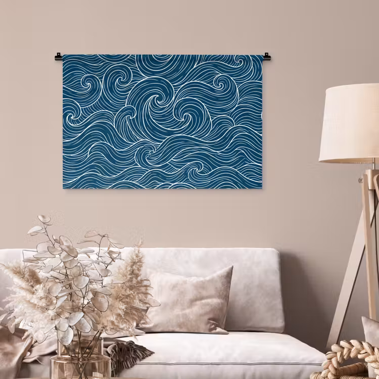 Tenture murale - Vagues - Spirale - Eau - Abstrait - Bleu — 2