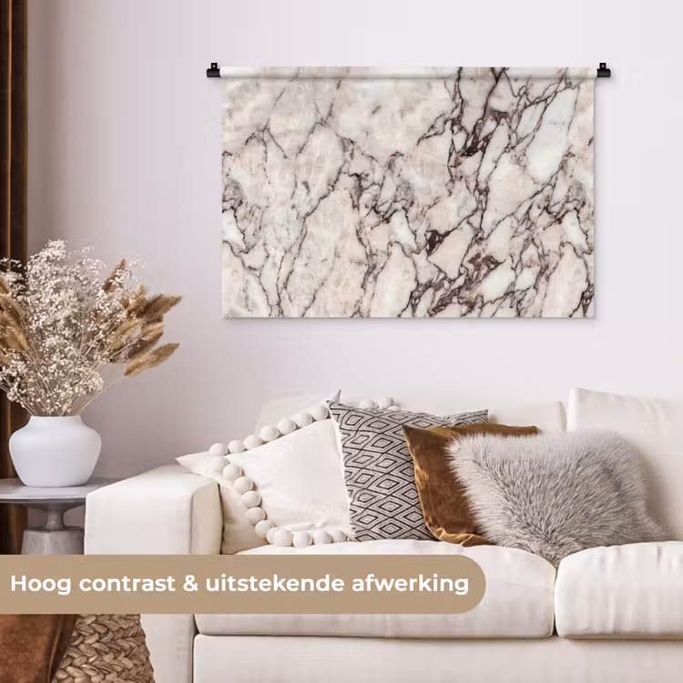 Tenture murale - Marbre - Texture - Abstrait - Blanc - Marron — 5