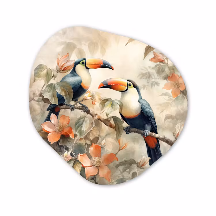 Forme organique - Forex - Toucan - Oiseaux - Fleurs - Branche — 1