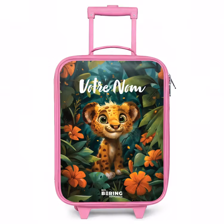 Valise enfant avec nom - Rose - Liam léopard — 1