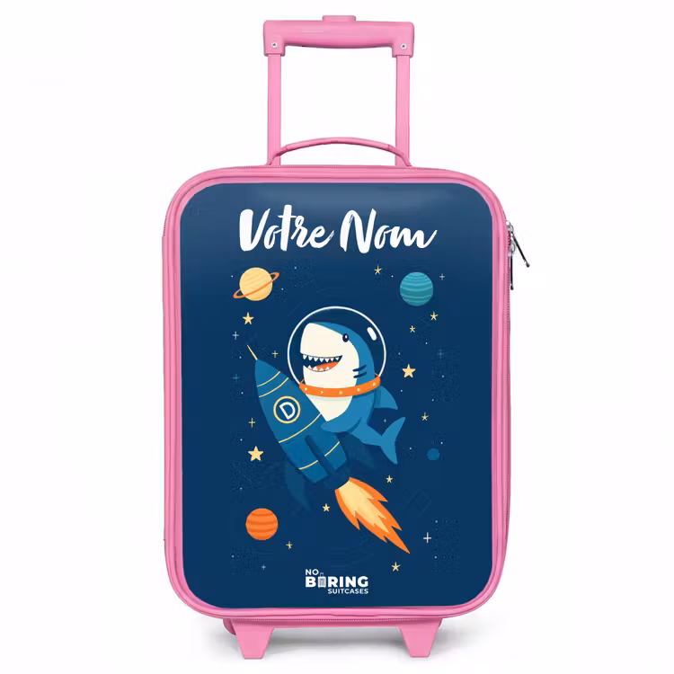 Valise enfant avec nom - Rose - Animal - Espace - Planète - Fusée — 1