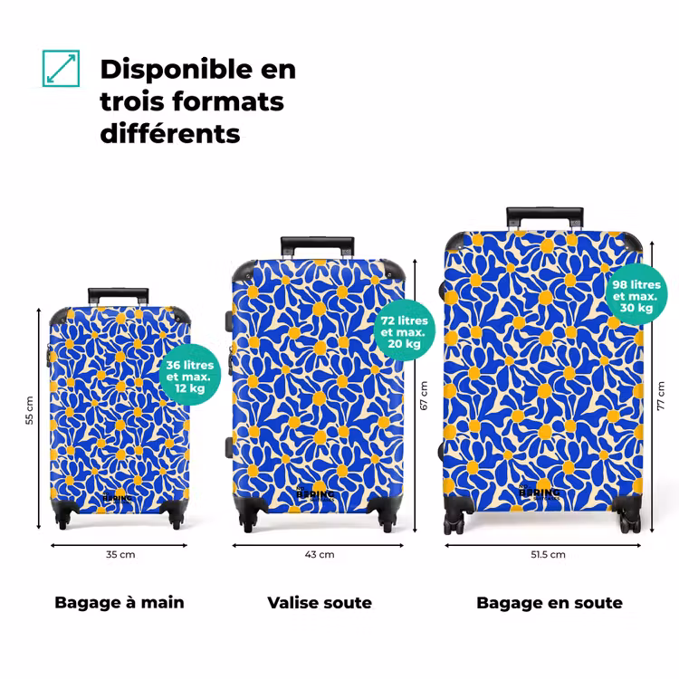 Valise - Abstrait - Fleur - Bleu — 7