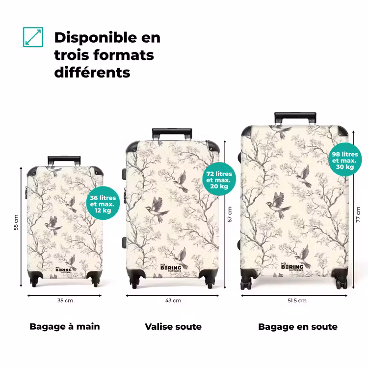 Valise - Branches - Oiseaux - Beige — 7