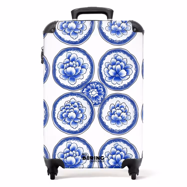 Valise - Cercles - Fleurs - Bleu — 1