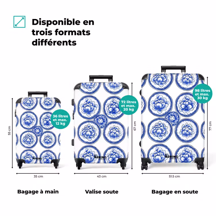 Valise - Cercles - Fleurs - Bleu — 7