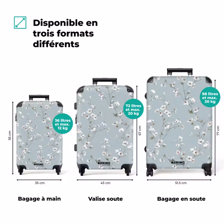Valise - Classique - Fleurs - Bleu — 7