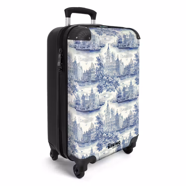 Valise - Maisons - Arbres - Eau - Oiseaux - Bleu — 2