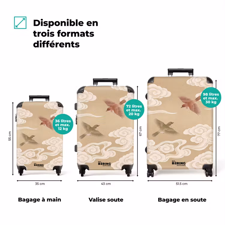 Valise - Oiseaux - Voler - Beige — 7